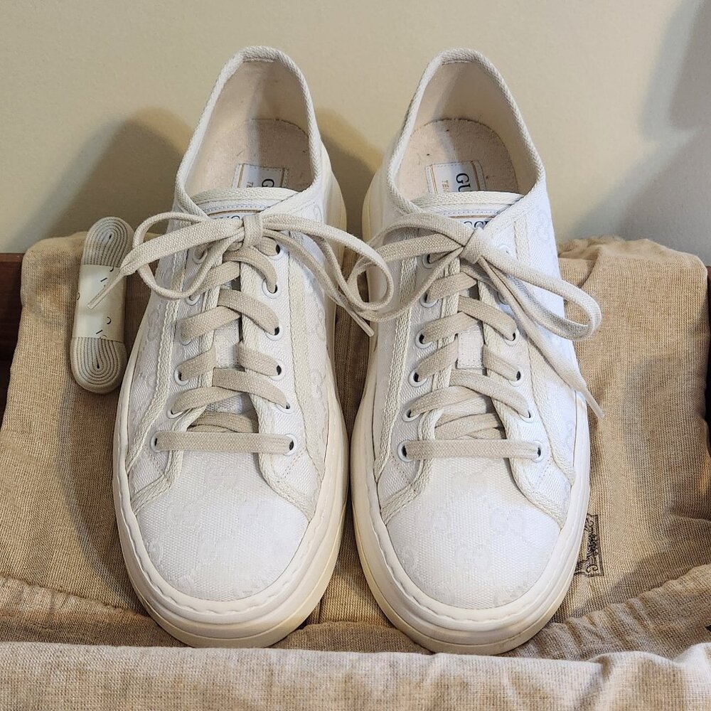 Gucci Women's Tennis 1977 Low 'Off White GG Embroidery' Size 41